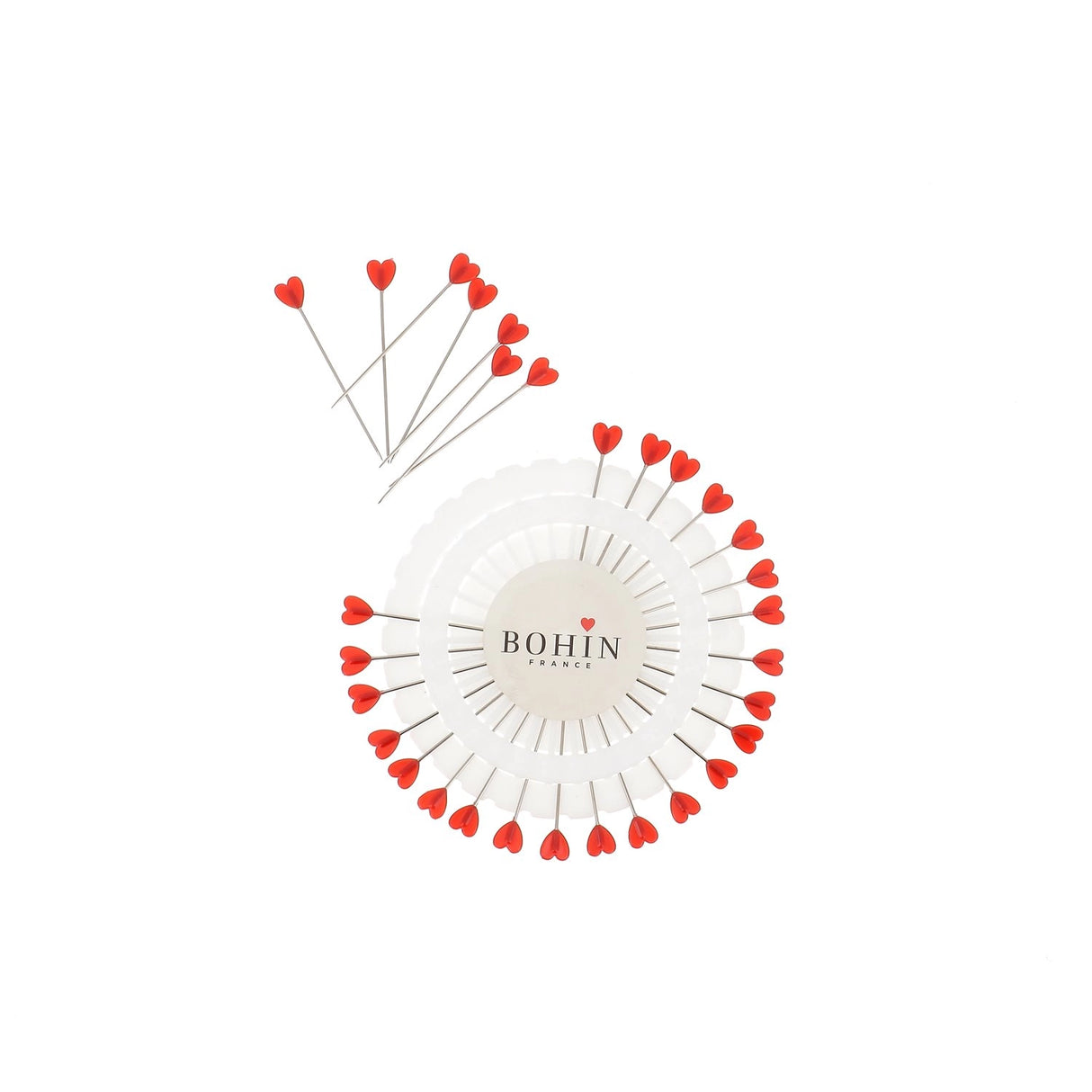 Alfileres con cabeza de plástico 'Corazón Rojo' - Bohin
