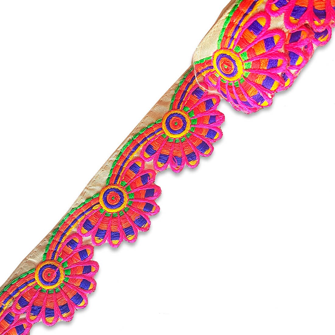 Dos Punts Barcelona Pasamaneria Indu Namaste Fondo Beige Bordado Fucsia