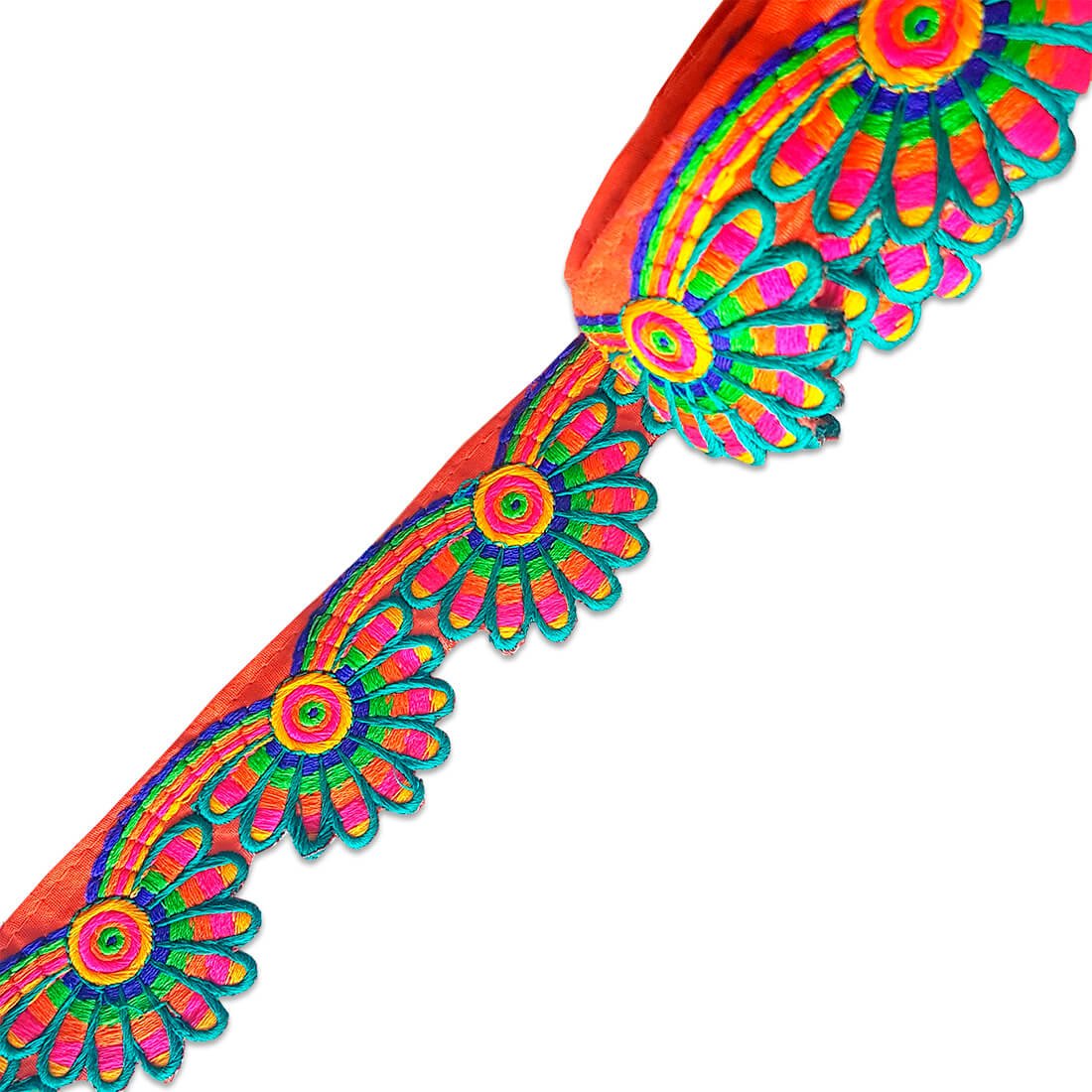 Dos Punts Barcelona Pasamaneria Indu Namaste Fondo Naranja Bordado Verde