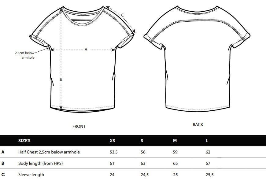 tallas-camisetas-mujer-dos-punts-barcelona