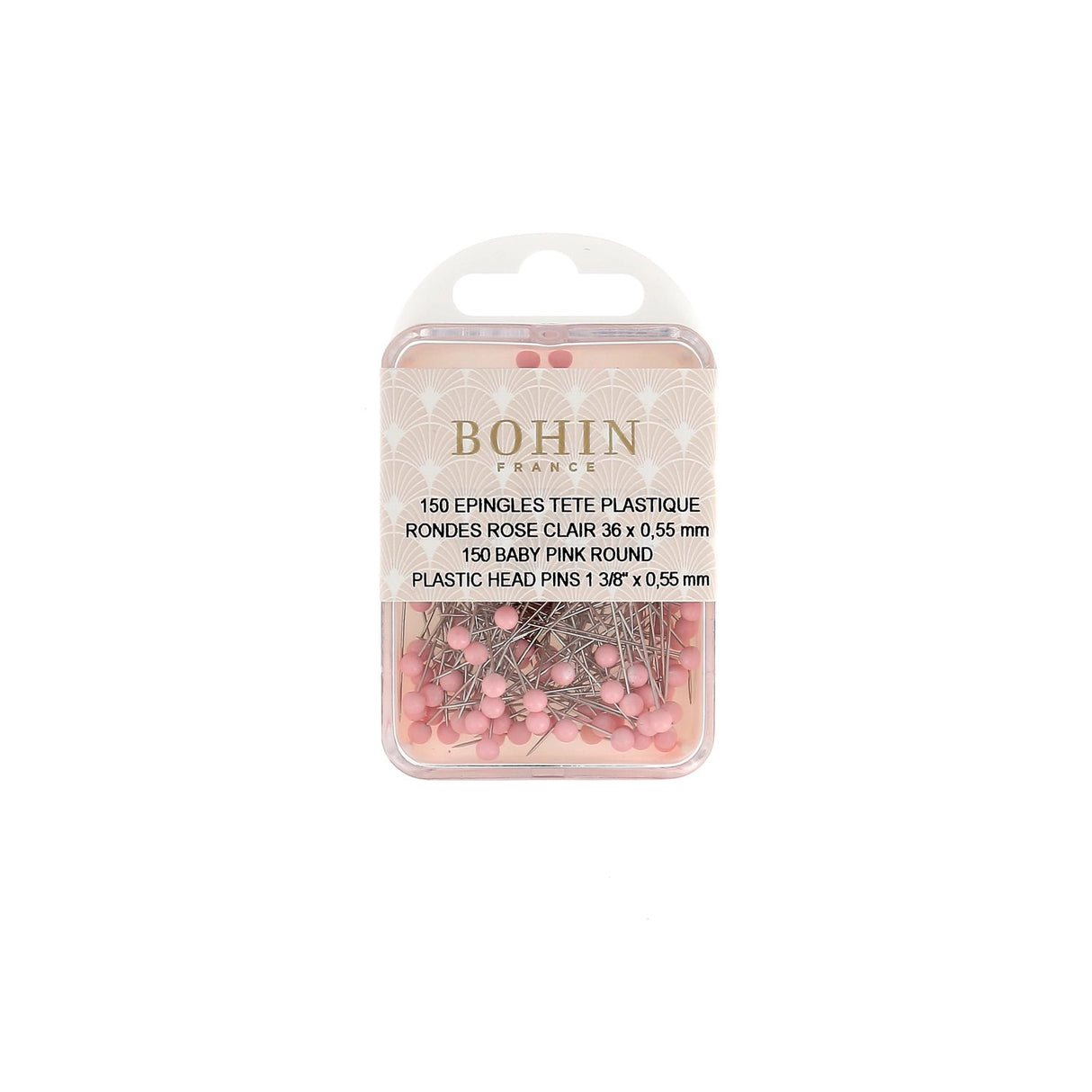 Alfileres Bohin Cabeza de Plástico Redonda de Plástico - 36mm x 0,55mm