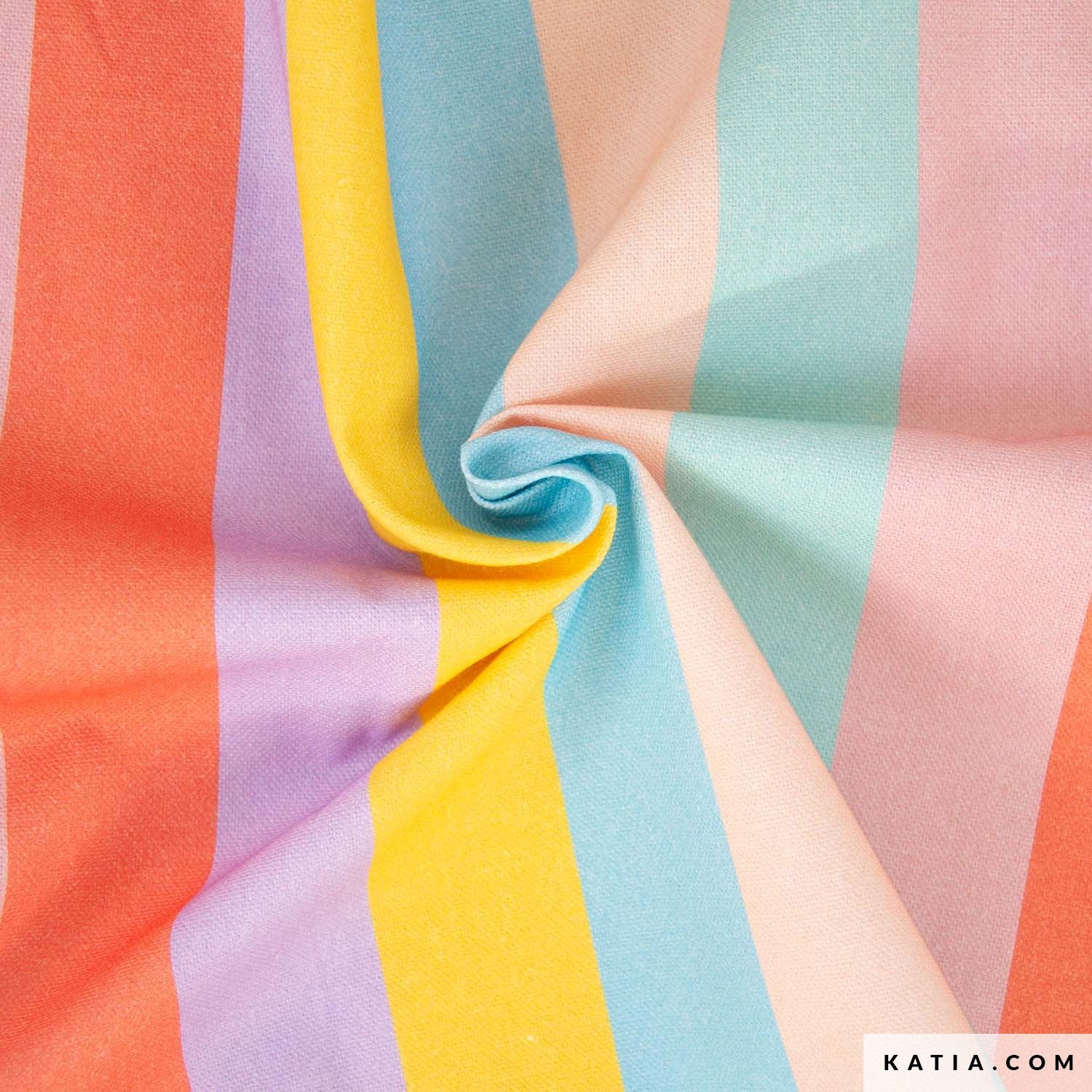 Katia Fabrics Canvas Cotton 80z Print - Pastel Stripes