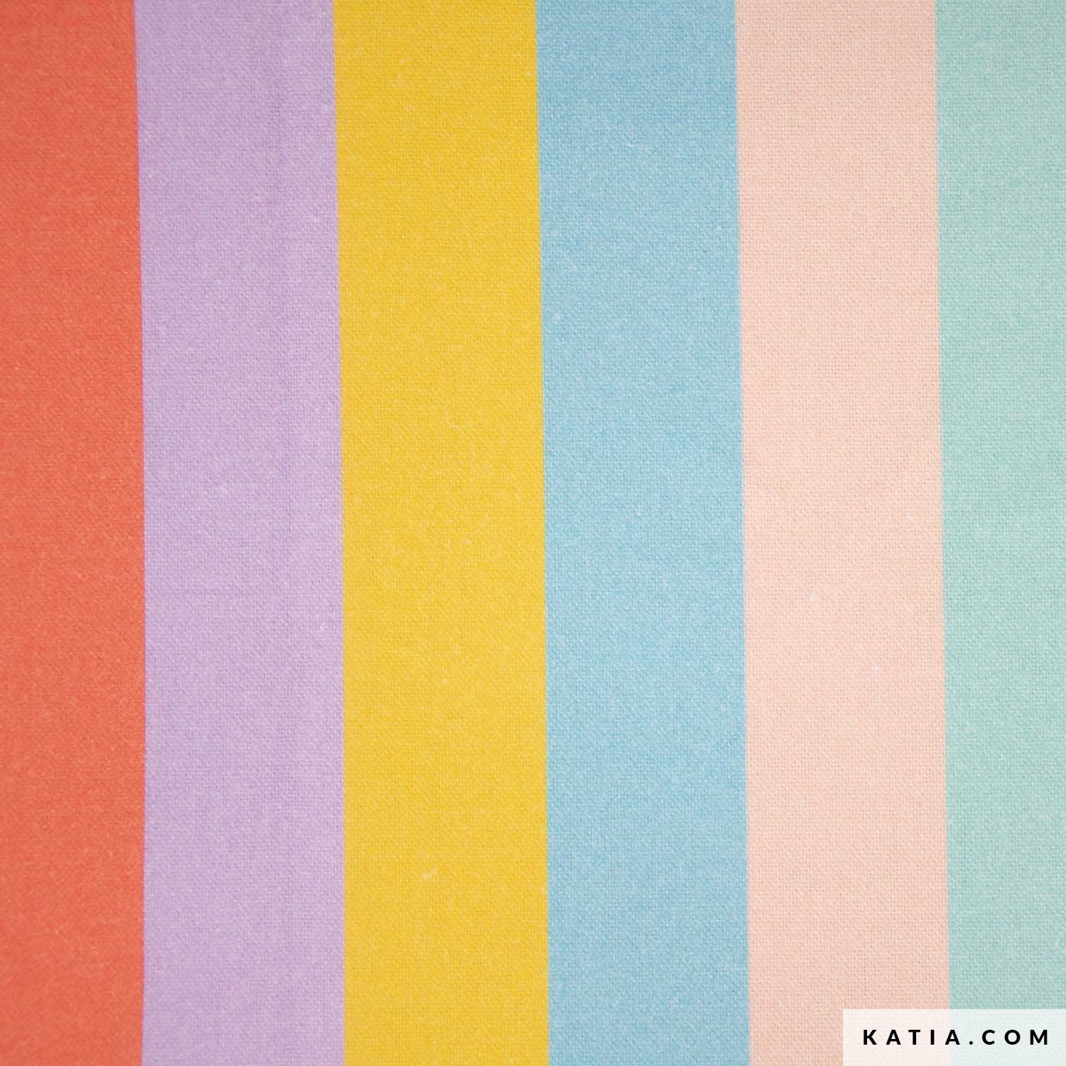 Katia Fabrics Canvas Cotton 80z Print - Pastel Stripes